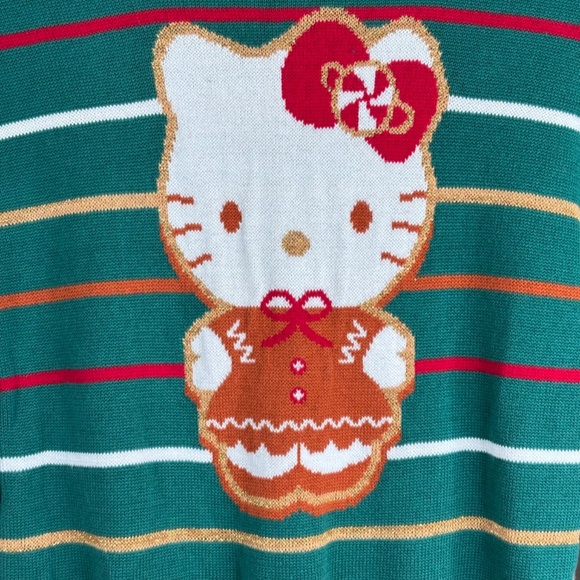 Hello Kitty Christmas Sweater Girl M Gingerbread Cat Festive Holiday Photos Gift - Picture 3 of 9